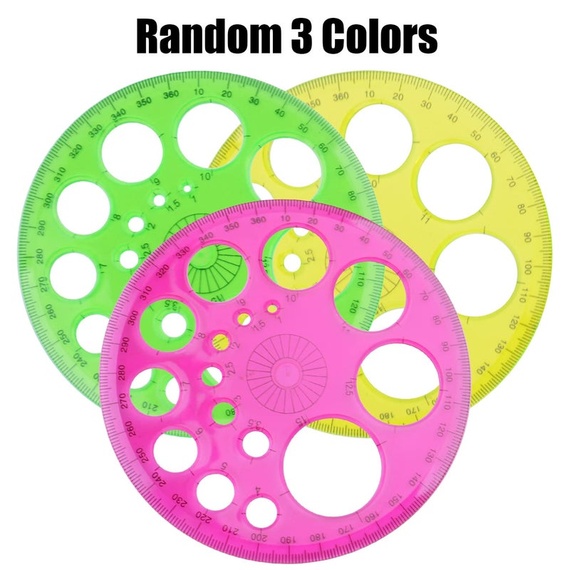 Aylifu 3 Pieces Plastic Template Ruler Circles Drawing Stencil Geometric Tool Multifunction for Office School Home - Image 2
